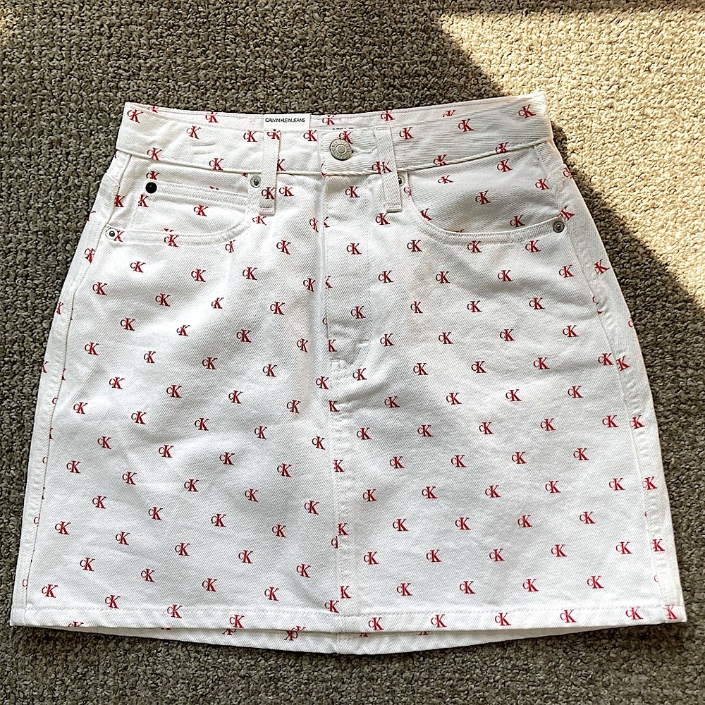 Calvin Klein High Rise Mini Denim Skirt